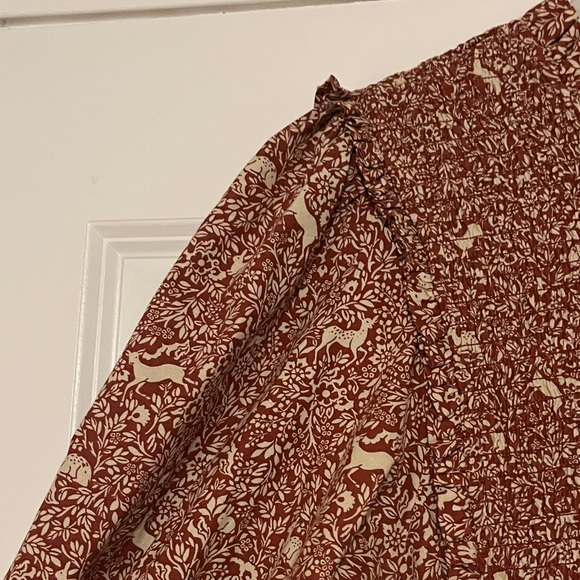 Doen Brown Floral folk print  Mini Dress - Picture 6 of 9